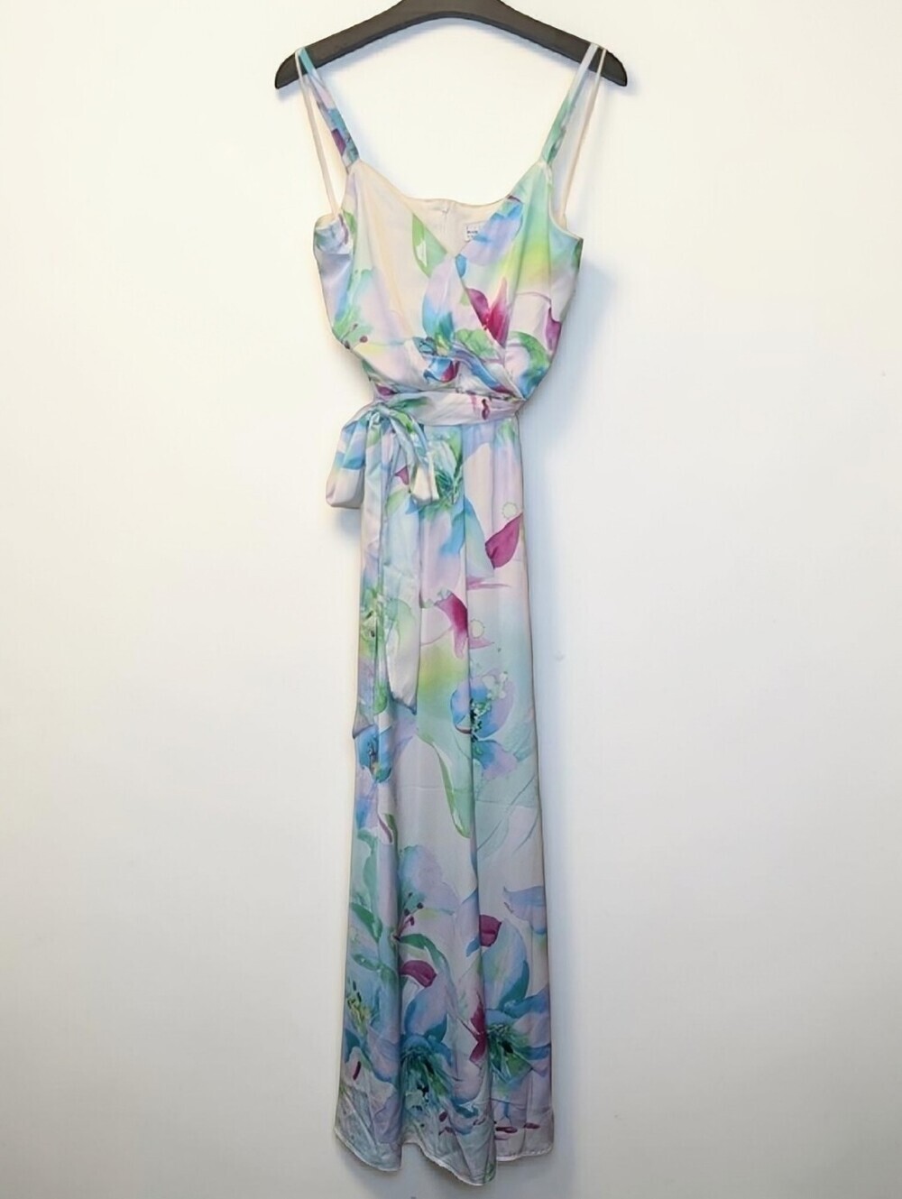 Nicole Miller Floral Watercolor Maxi Dress Pastel Multi Romantic